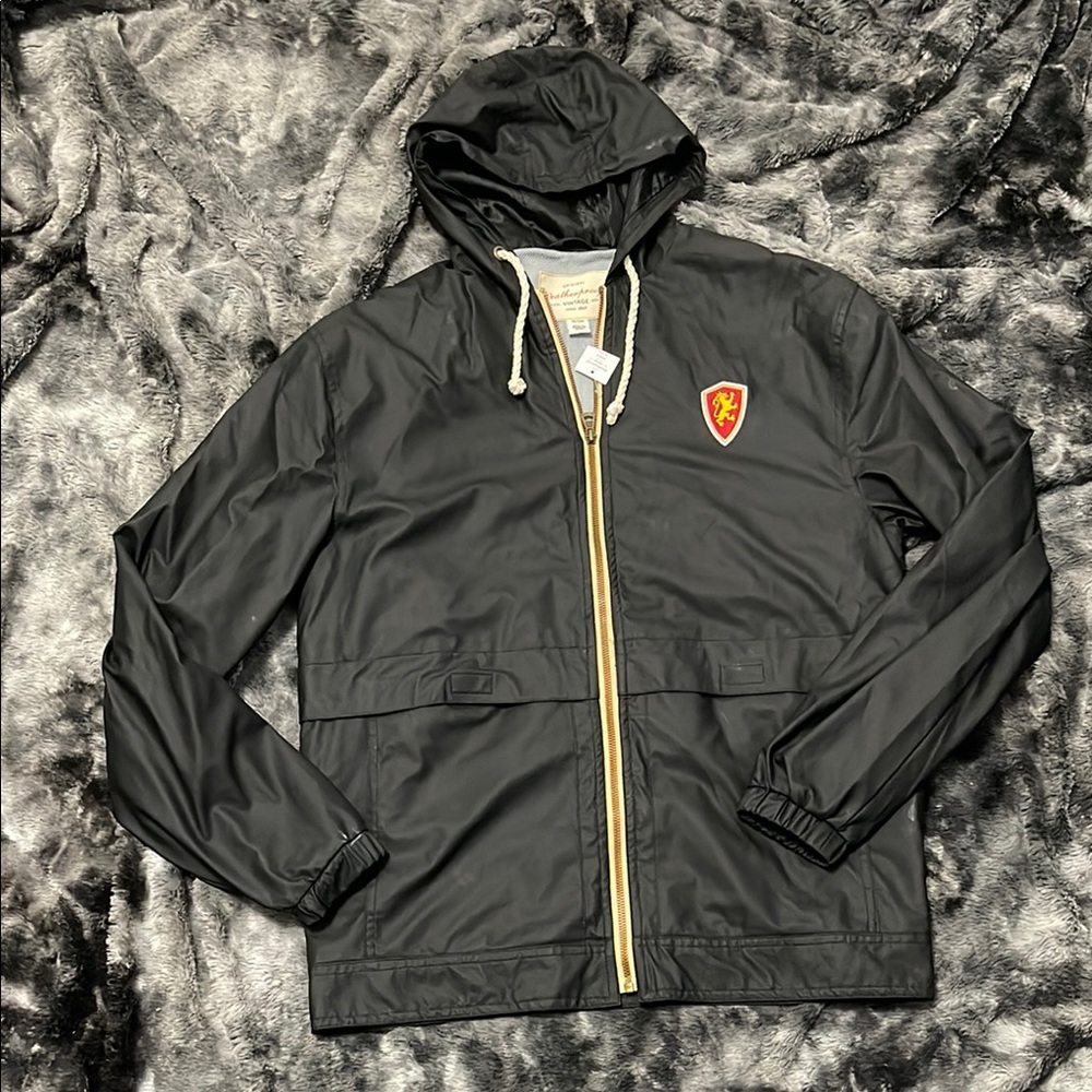 Stylish Black Windbreaker with Gold Accents